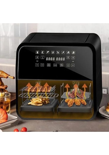 Shineyee Stoksel Çift Katlı Çelik Kebab Izgarası: Yüksek Sıcaklığa Dayanıklı, Yemek İle Direkt Temaslı, Multifonksiyonel Hava Fritöz Aksesuarı