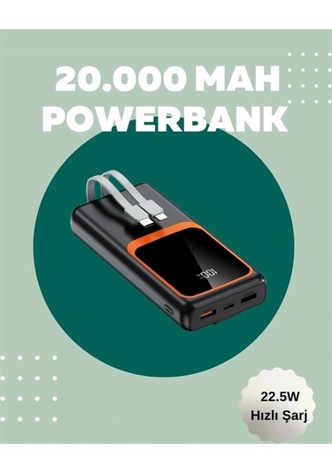 Bfs Dijital Ekranlı 20.000 Mah Powerbank 22.5w Hızlı Şarj + Çoklu Bağlantı Seçeneği Çok Renkli
