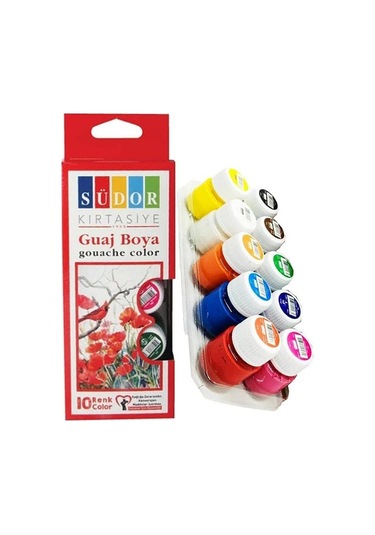 10 Renk Guaj Boya Südor 25x35 Cm Telli Spralli Resim Defteri Palet Resim Fırçası 15 Yaprak Guajboya Resim Defteri Çok Renkli