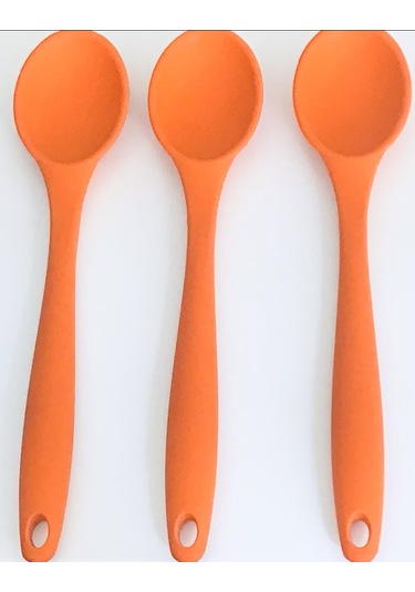 Bybirgül  Büyük Boy Yanmaz Yapışmaz Silikon 3lü Kaşık Set  ,Turun