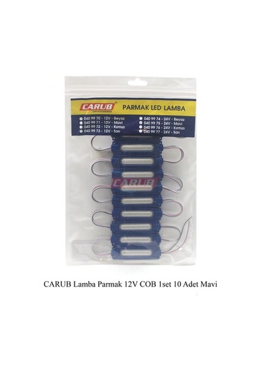 12 Volt Parmak Cob Led Lamba Mavi - 10 Adet