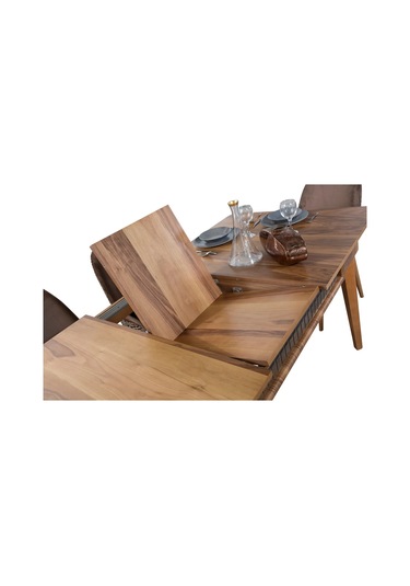 Miryan Yemek Odası Takımı Yemek Masası + 4 Adet Sandalye Kahverengi