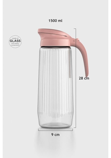Renga Beluga 1500 Ml Gravürlü Cam Sürahi 111021 Pembe