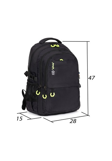 Fermuarlı Geniş Bölmeli Spor & Okul Sırt Çantası Hafif, Ergonomik Ve Dayanıklı Tasarım - Siyah Siyah