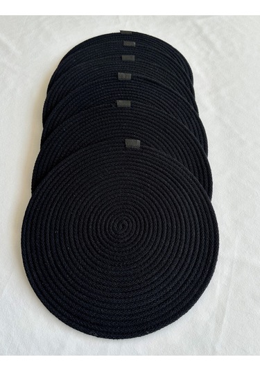 Yuvarlak Amerikan Servis Sofra Altlığı, Masa Dekoru Supla 33x33 6lı Siyah