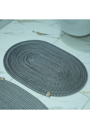 Zengin Supla 2'li Banyo Paspas Set Siyah - Beyaz