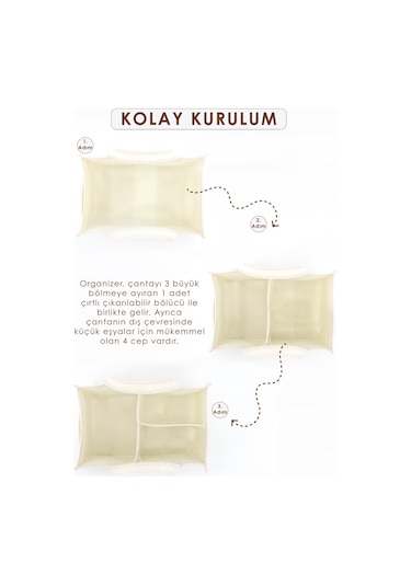 Mordesign Scotch Serisi Çok Amaçlı Kalın Keçe Anne Bebek Bakım Çantası Bej