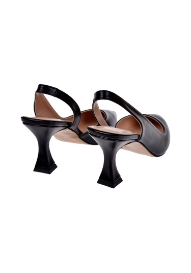 Pullman Saten Kadın Topuklu Ayakkabı Pl-3100 Siyah Cilt Siyah Cilt