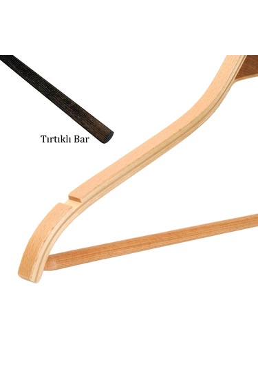 Nyn Ahşap Askı 8061 Barlı Gömlek Pantolon Askısı Naturel Renk 8 Adet