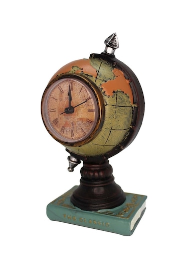 Dünya Küre Masa Saati Dekoratif Biblo M1765