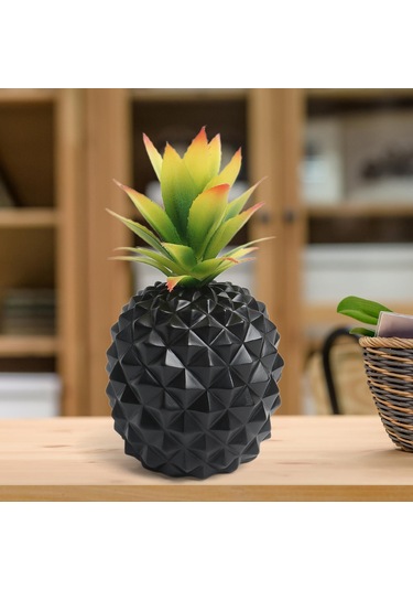 Homyl Reçine Ananas Süs Ev Dekorasyonu Nesnesi Masaüstü Siyah Orta
