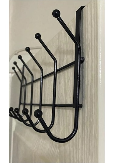 Siyah Kapı Arkası Askılığı 12 Kancalı Kapı Askılığı Siyah