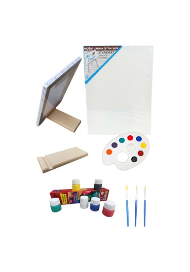 Mini Taşınabilir Şövale Resim Başlangıç Seti Tuval Tual Resim Seti Şövalye