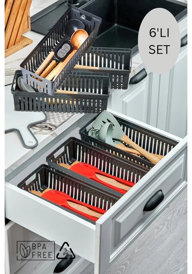 6'lı Set Kaşıklık Ve Kepçelik Çekmece Içi Düzenleyici / Antrasit Antrasit