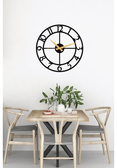 Rakamlı Metal Siyah Duvar Saati 1,5 Mm Kalınlık 41x41 Cm Siyah