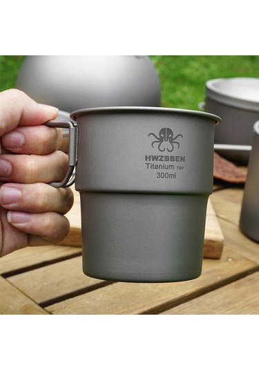 Geeroyoo Ti37 Saf Titanyum Kahve Ve Çay Bardağı, 300ml Kapasiteli, Hafif Ve Pratik Gri