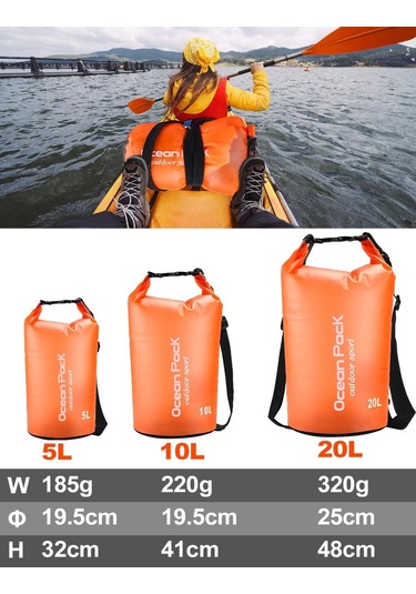 Springsun 10 Litre Turuncu Su Geçirmez Çanta - Telefon Kılıfı Ve Ayarlanabilir Askı İle, Kayak, Kamp, Yürüyüş, Yüzme İçin Uygun