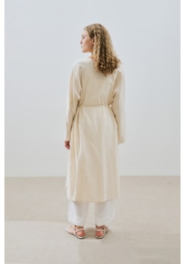 Dokulu Düğmeli Uzun Tunik Natural Natural