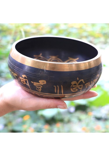Vkemall El Yapımı Buda Tibet Vurulmuş Kase Ritüel Müzik Terapisi Bakır Çan Tib-altın-26
