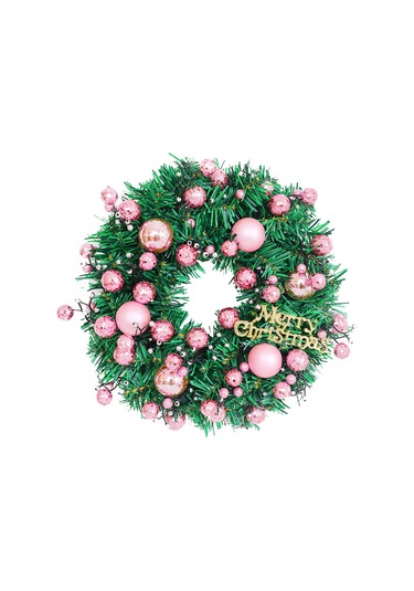 Ön Kapı 11.8" Yapay Noel Çelengi Pembe Top