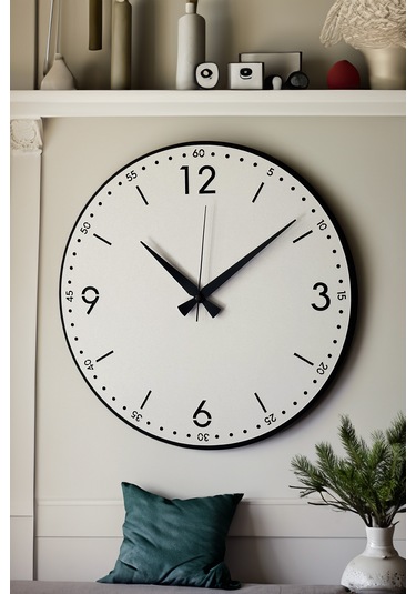Dekoratif Yeni Modern Rasalhague Ahşap Duvar Saati 48cm Siyah - Beyaz