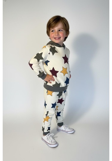 Yıldız Baskılı Kapşonlu 2 Li Takım Haki