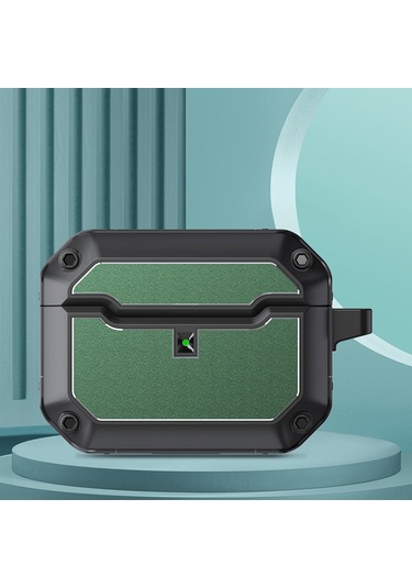 Airpods Uyumlu Pro İçin Kancalı Mecha Donanım Tpu Kulaklık Koruyucu Kılıf Yeşil