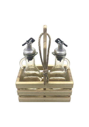 Ahşap Doğal 2li Tombul Set Yağdanlık Ve Sosluk Takımı Set Ihlamur - Kavak 1 Set Ahşap