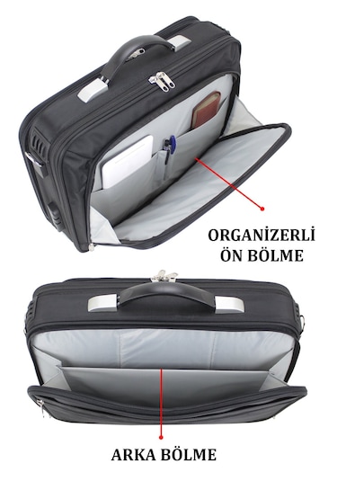 Unisex Siyah 15.6'' Çelik Kasalı Laptop Evrak Bilgisayar Çantası Siyah