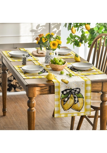 Buffalo Ekose Limon Placematları, 12x18 İnç, 4 Set 2