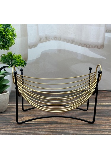 Homyl Demir Meyve Sepeti Servis Tepsisi Tezgah Mutfak Tezgahı Altın