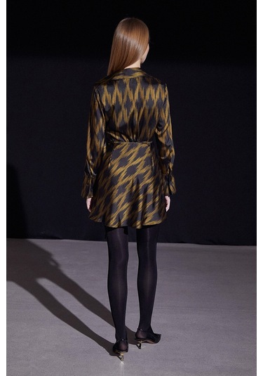 Rambi Bağlamalı Kruvaze Elbise Siyah Siyah