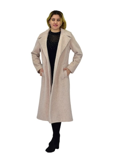 Kadın Bej Uzun Kaşe Kaban Bgl-st04115 Bej