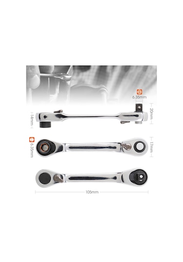 Çift Hızlı Soket Cırcır Anahtarı Rod Tornavida 14 Inch