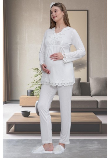 Mecit Pijama Mecit Ekru 1501 Hamile Lohusa Pijama Takımı
