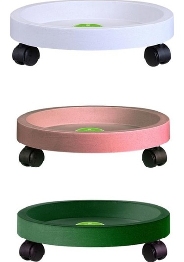 Evrensel Yuvarlak Tekerlekler Pot Tepsi Kolay Hareketli Bitki Pot Tepsi Bahçe Plakası Plastik Stand Beyaz