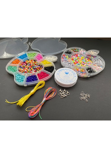 Kum Boncuk Harf Boncuk Elma Desenli Kutuda Takı Yapım Malzemleri