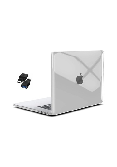 Macbook Air 13" A1932 A2179 Uyumlu Kristal Şeffaf Koruma Kılıfı Kapak + Usb Çevirici Çok Renkli