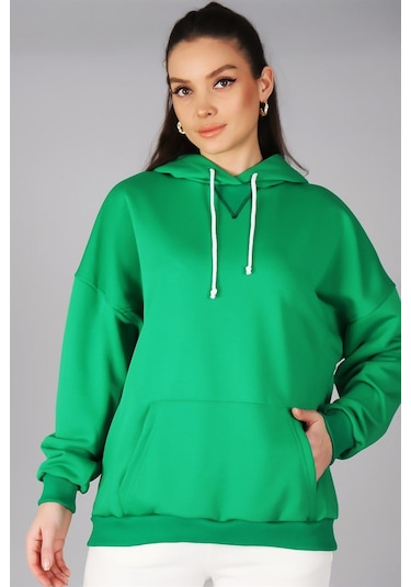 Sweetness Kadın Yeşil Kapüşonlu Sweatshirt Yeşil