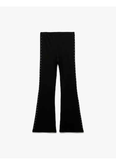 Koton Taş Detaylı Beli Lastikli Siyah Kız Çocuk Pantolon 6wkg40036ak Siyah