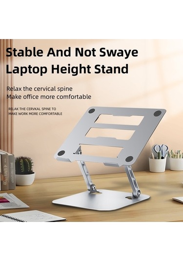 Ebitda Metal Katlanabilir Tablet Dizüstü Braketi, Ayarlanabilir İsı Dağılımı Standı, Gri