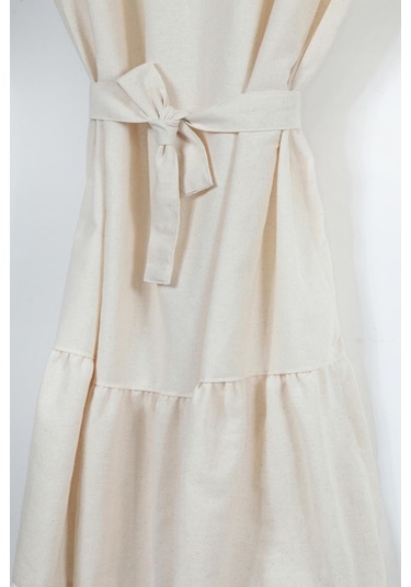 Naturel Fırfırlı Perde Farbalı Vintage Çift Kanat Krem Krem