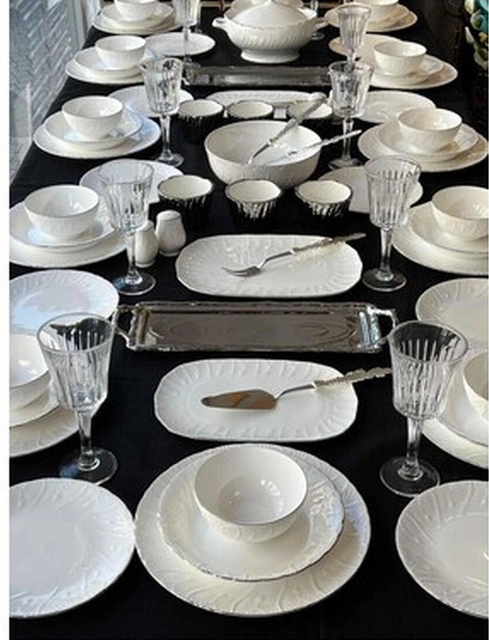 Rossev Yemek Takımı Elegance Silver 83 Parça 12 Kişilik Antrasit