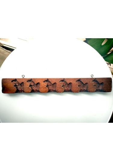 Omeniv Antika Ahşap Sincaplı Pasta Kurabiye Kalıbı Mutfak Kafe