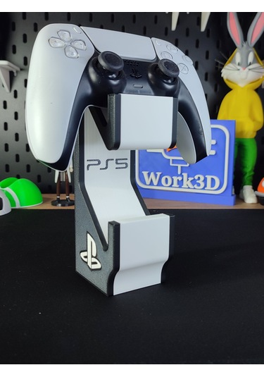 Ps5 Dualsense Çift Oyun Kolu Standı 3d Baskı Masaüstü Tutucu Siyah - Beyaz