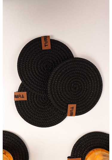 Dekoratif Salyangoz Jüt Dokuma Bardak Altlığı, 4 'lü Bardak Altlığı 001