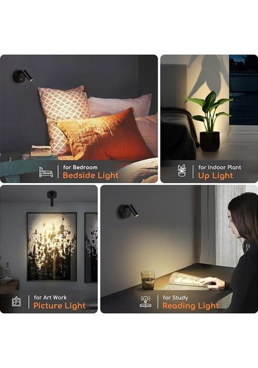 Ledx Al-xyd05 Çok Fonksiyonlu Dokunmatik Şarjlı 1200mah Duvar Aplik 3000k-4000k-6500k Type-c Şarj Girişli Beyaz