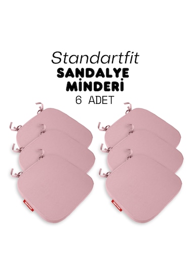 Xpermate 6'lı Standartfit Oval Sandalye Minderi 42x42x5 Pembe