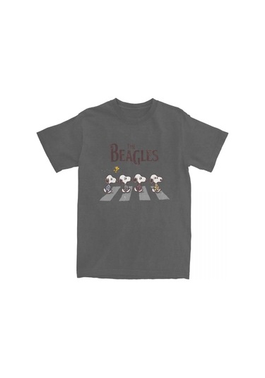 Mınıso Moda Fıstık Snoshirt Beagles Pamuk T-shirt Erkek Kadın Woodstock Komik Gömlek Doğum Günü Hediyesikoyu Gri Koyu Gri