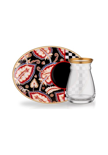 Glore Nihavent Atıstırmalık Çay St 6Lı Leaf Kulpsuz Altın